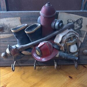 Firefighter Themed Wall Hook Decor